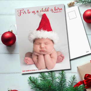 Carte Postale Photo de bébé religieuse Bible de Noël Verse migno