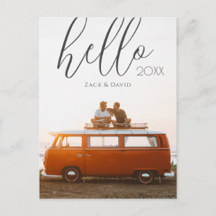 Carte Postale Photo de Bonne Année avec un script moderne Hello