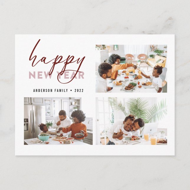 Carte Postale Photo de calligraphie élégante Bonne Année Fête (Devant)