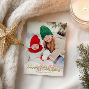 Carte Postale Photo de calligraphie pailletée or Joyeux Noël