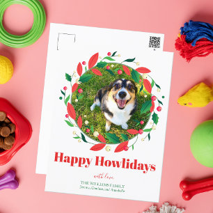 Carte Postale Photo de chien drôle mignonne Joyeux Howlidays Noë