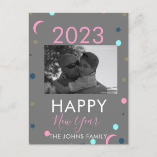 Carte Postale Photo de confettis pastel pour le Nouvel An