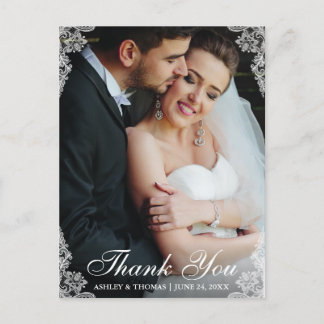 Carte Postale Photo de couple de mariage avec bordure en dentell