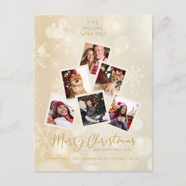 Carte Postale Photo de Custom Family Christmas Tree Happy New Ye (Devant)
