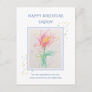 Carte Postale Photo de dessin d'enfant Joyeux Anniversaire Papa 