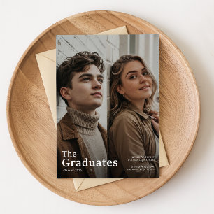 Carte Postale Photo de deux diplômés remerciement conjoint de fi