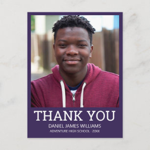 Carte Postale Photo de diplôme Merci simple violet