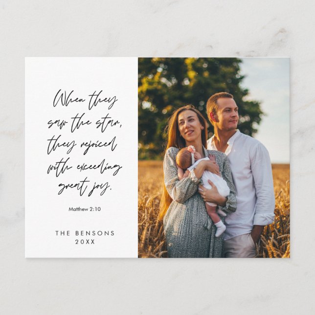 Carte Postale Photo de famille chrétienne, Joyeux Noël religieux (Devant)