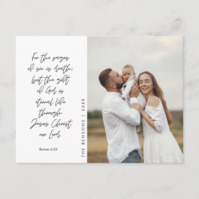 Carte Postale Photo de famille chrétienne, Joyeux Noël religieux (Devant)