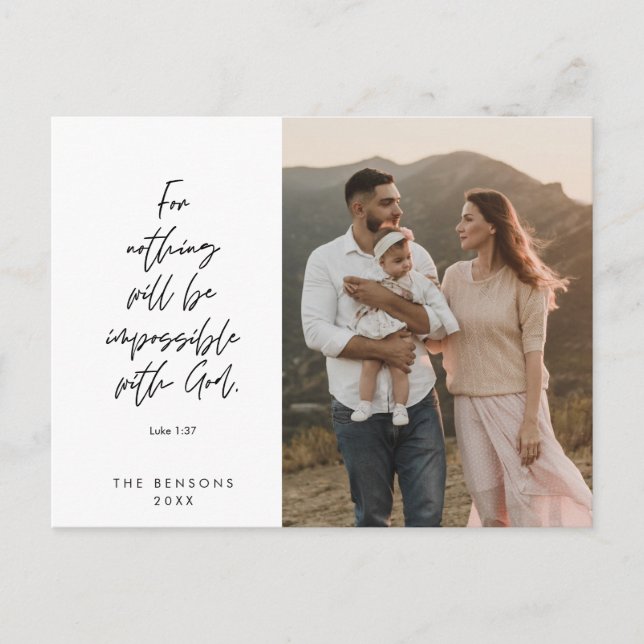 Carte Postale Photo de famille chrétienne joyeux Noël religieux (Devant)