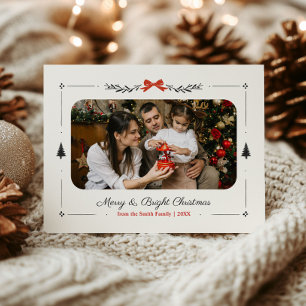 Carte Postale Photo de famille de Noël avec main lunaire