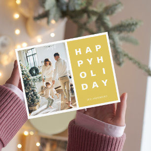 Carte Postale Photo de famille de Noël   Joyeuses Fêtes Jaune