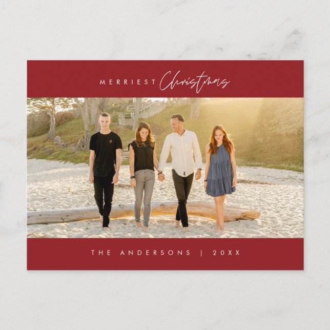 Carte Postale Photo de famille de Noël la plus agréable, minimal (Devant)