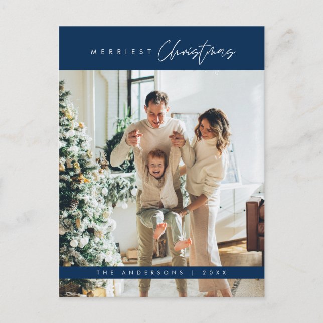 Carte Postale Photo de famille de Noël la plus agréable, minimal (Devant)