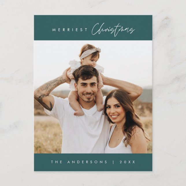 Carte Postale Photo de famille de Noël la plus agréable, moderne (Devant)