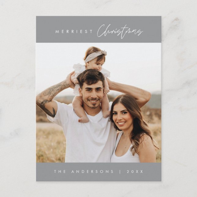 Carte Postale Photo de famille de Noël la plus agréable, moderne (Devant)