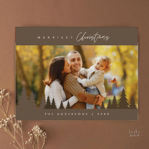 Carte Postale Photo de famille de Noël le plus joyeux en extérie