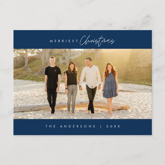 Carte Postale Photo de famille de Noël le plus joyeux, minimalis (Devant)