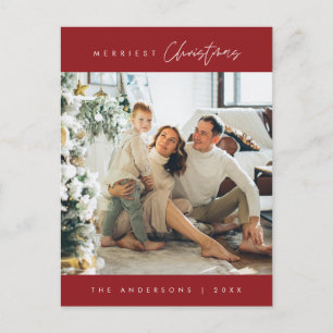 Carte Postale Photo de famille de Noël le plus joyeux, minimalis