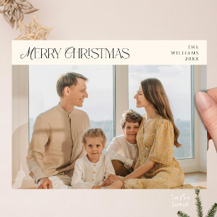 Carte Postale Photo de famille de Noël moderne, élégante et joye