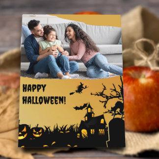 Carte Postale Photo de famille de sorcière de citrouille de mais