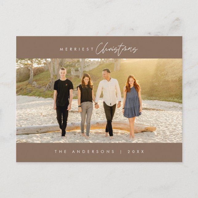 Carte Postale Photo de famille Joyeux Noël, Moderne Minimaliste (Devant)