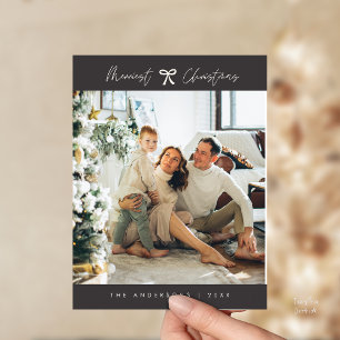 Carte Postale Photo de famille minimaliste moderne Bow à charbon