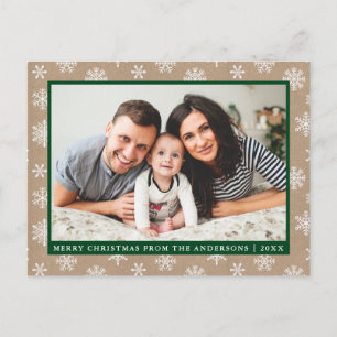 Carte Postale Photo de famille moderne Kraft Snowflake Holiday G