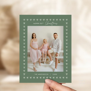 Carte Postale Photo de famille Motif moderne Sage Bow Noël