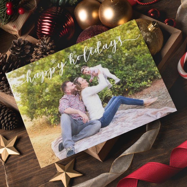 Carte Postale Photo de famille Noël Joyeuses Fêtes Flocon de nei (Créateur téléchargé)