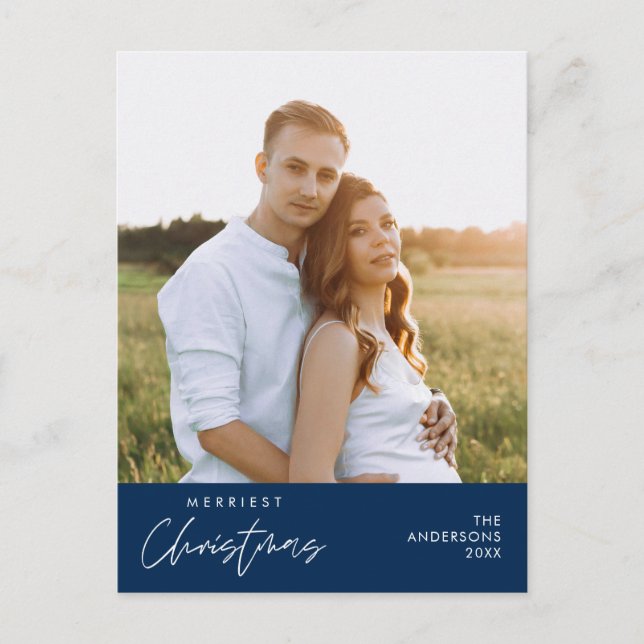 Carte Postale Photo de famille Noël le plus joyeux, Bonheur conf (Devant)