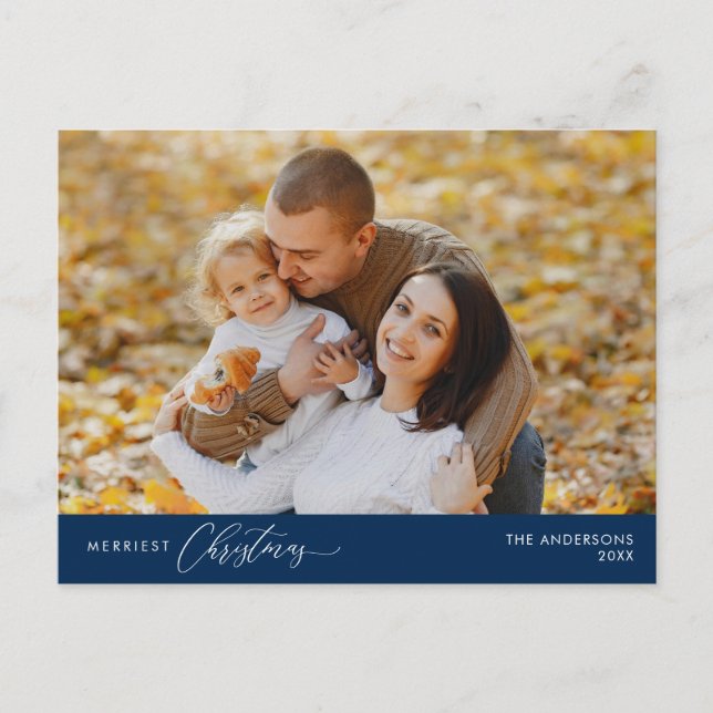 Carte Postale Photo de famille Noël le plus joyeux, Bonheur d'hi (Devant)