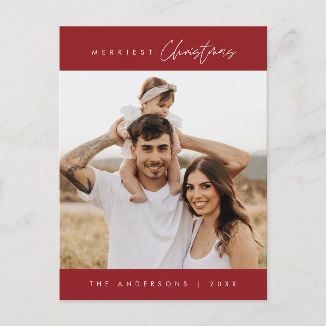 Carte Postale Photo de famille Noël le plus joyeux, Moderne et C (Devant)