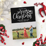 Carte Postale Photo de famille Noël noir blanc Script<br><div class="desc">Photo de famille Noël noir blanc Script carte postale</div>