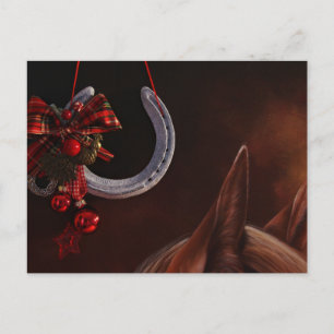Carte Postale Photo de fer à cheval suspendu pour Noël équestre