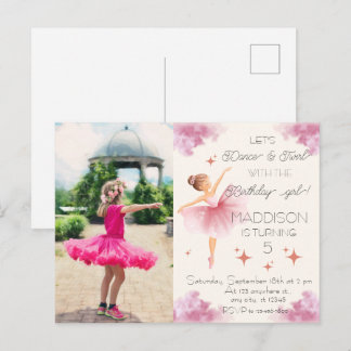 Carte Postale Photo de fille rose mignonne pour anniversaire de