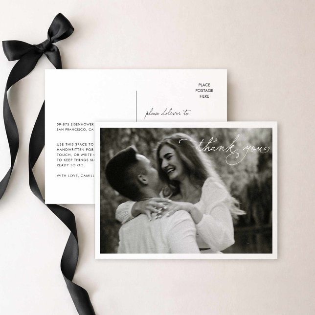 Carte Postale Photo de Future Mrs pour une Baby Shower Moderne (Elegant minimal photo thank you postcard)