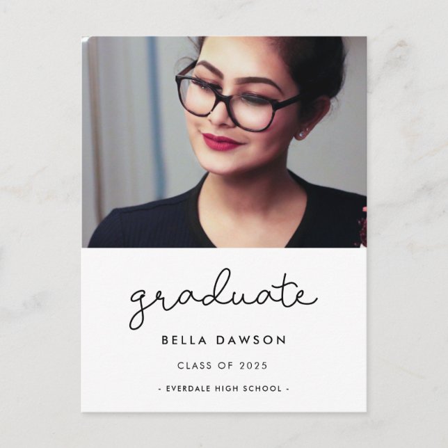 Carte Postale Photo de graduation du script mignon (Devant)