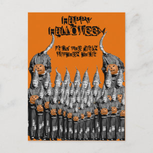 CARTE POSTALE PHOTO DE HALLOWEEN CARD GIRLS WITCH CHOIR DES ANNÉ