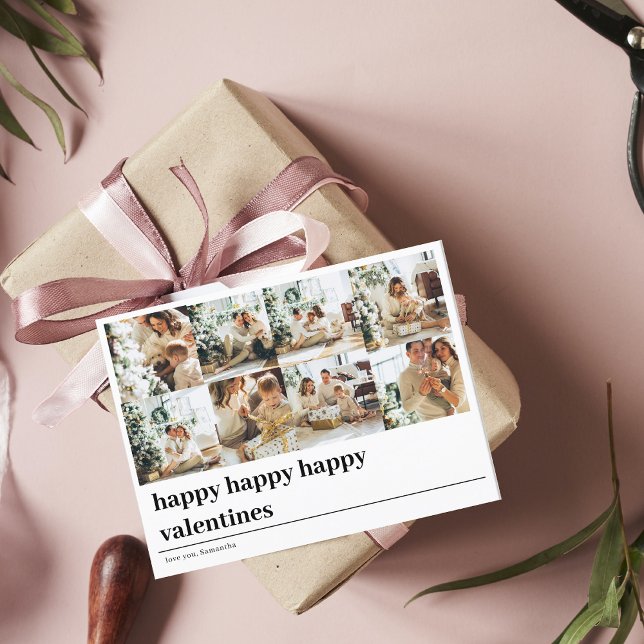 Carte Postale Photo de la famille Collage | Heureux Valentines (Créateur téléchargé)