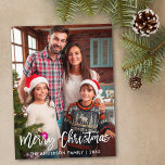 Carte Postale Photo de la famille Moderne Brush Script Joyeux No<br><div class="desc">Brochure moderne Script Joyeux Noël Famille Photo Carte postale</div>