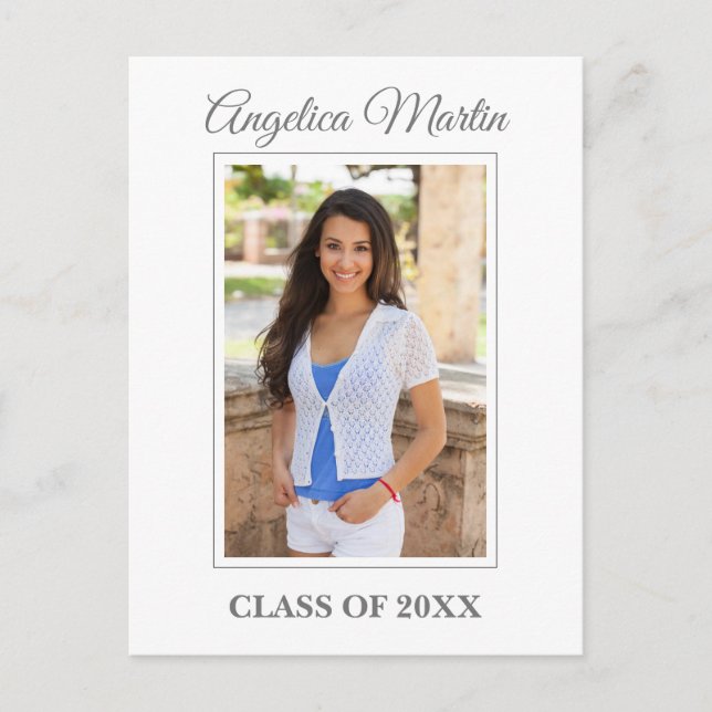 Carte Postale Photo de la partie de graduation blanc chic modern (Devant)