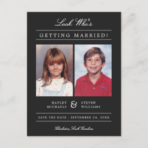 Carte Postale Photo de l'enfant Enregistrer la date   Black
