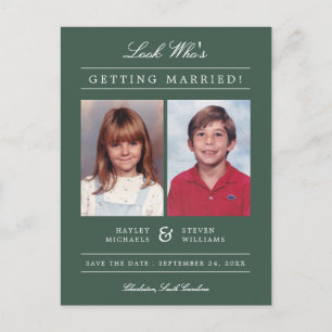 Carte Postale Photo de l'enfant Enregistrer la date   Green