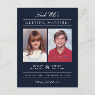 Carte Postale Photo de l'enfant Enregistrer la date Marine