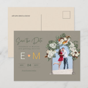 Carte Postale Photo de mariage à sauvegarder à la date Olive Gre