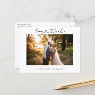 Carte Postale Photo de mariage avec texte d'amour et de remercie
