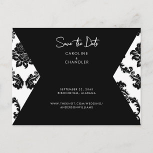 Carte Postale Photo de mariage en damas N&B Save The Date