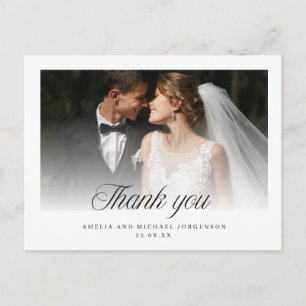 Carte Postale Photo de mariage Merci noir et blanc