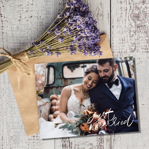 Carte Postale Photo de mariage moderne remerciement des jeunes m